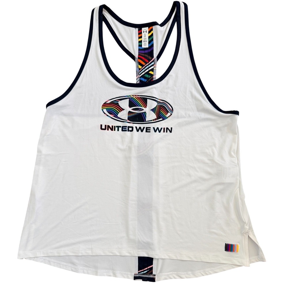 Under Armour‎ Womens XL HeatGear Tank Top Womens XL United We Win Rainbow NWT